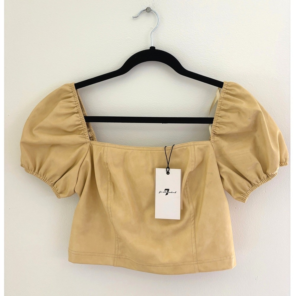 7‎ For All Mankind Butter Yellow Puff Sleeve Corset Top Small